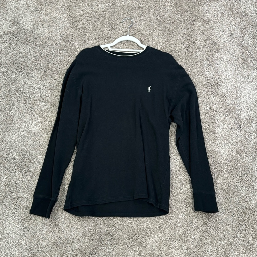 Polo Ralph Lauren Black Thermal Long Sleeve Shirt Size Large